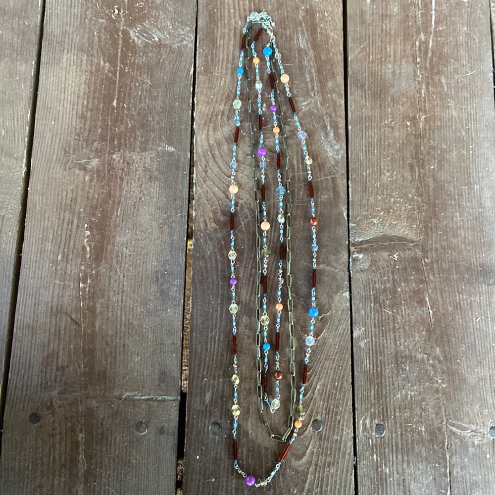Layered Multi Colored Necklace - Picture 5 of 10